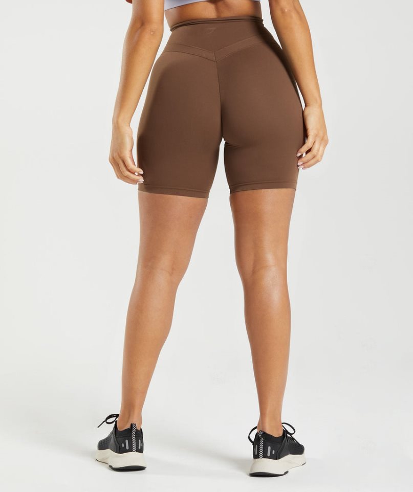 Women's Gymshark Whitney Cycling Shorts Dark Brown | CA 57A301